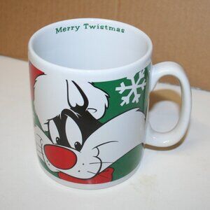 Sylvester Tweety Merry Twistmas Oversized White/Green Holiday Coffee Mug 30oz